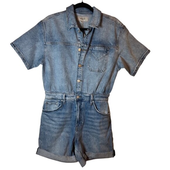 Hudson Denim Short Sleeve Romper Size 29 | Women's Jean Utility Romper NWT - Picture 1 of 7